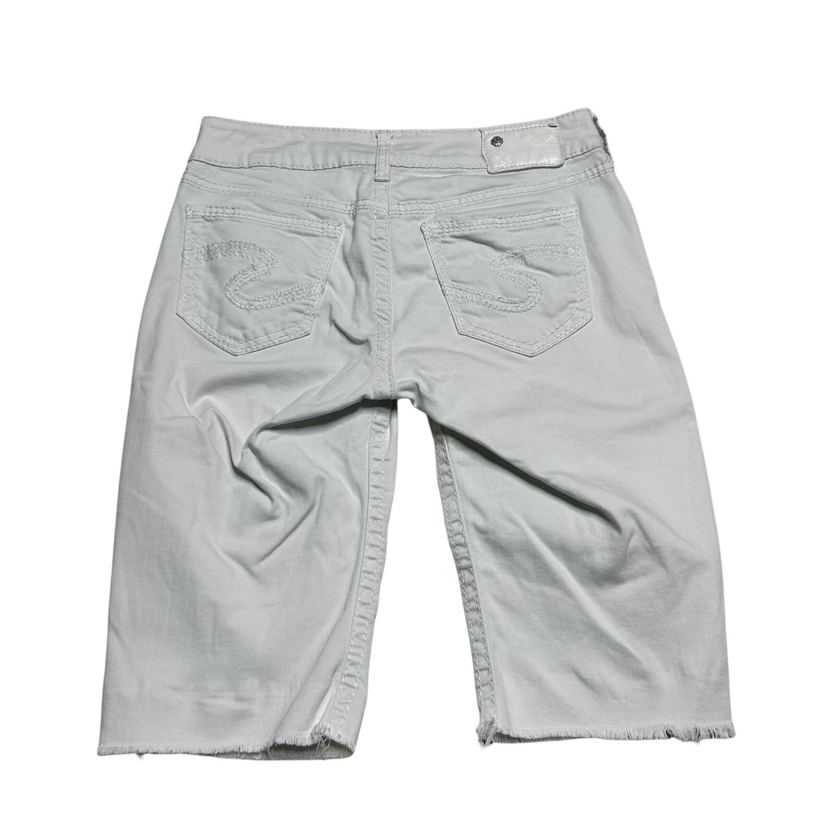 Silver Jeans Suki Bermuda Jean Shorts Womens Size 28 White Cut Off