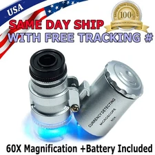 60X Magnifying Loupe Jewelry Jewellers Pocket Magnifier Eye Glass Led Light