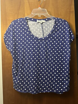 Forever 21 blue crop top with white polka dots size medium