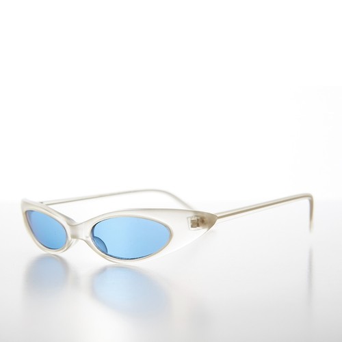 Frost Skinny Punk Rock Cat Eye Sunglass Blue Lens - Slim - Picture 2 of 3