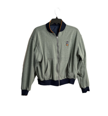Vintage Nike Reversible Bomber Jacket Grey Navy Blue Size Medium (Youth Large)