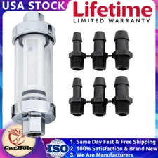 1/4" 5/16" 3/8" Chrome Glass Clearview Fuel Filter Petrol Diesel Inline Reusable