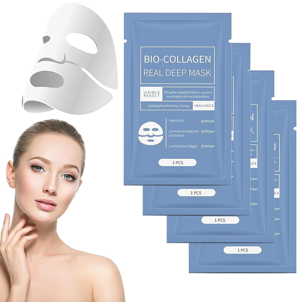 Bio-Collagen Real Deep Mask,Bio Collagen Face Mask Overnight 4PCS Bio Collagen
