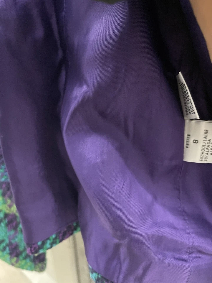 Dana Buchman Vintage Cuadros Lana Doble Botonadura Oro Botones Foto 2 de 4