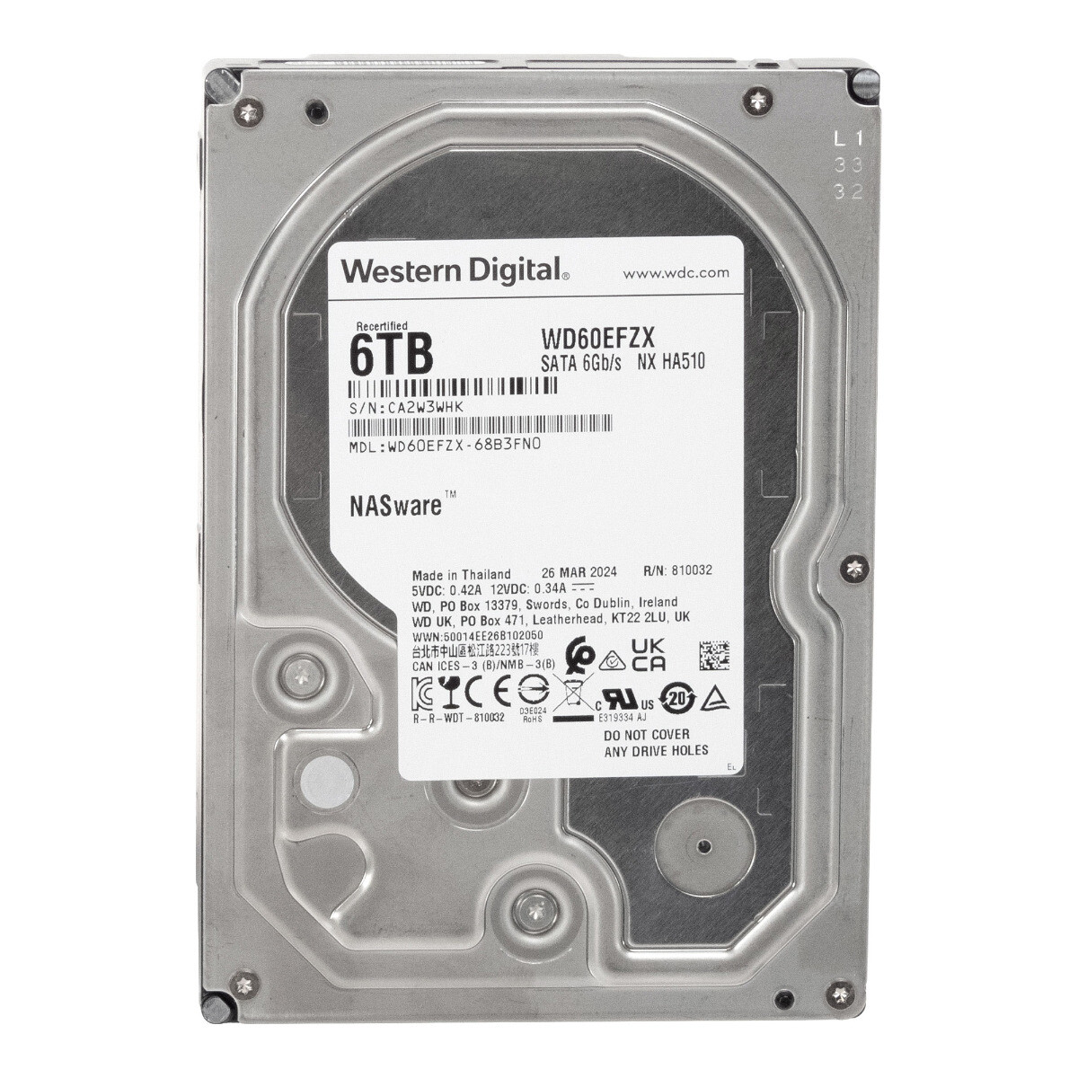Hard Drive WD Red Plus WD60EFZX NX HA510 6TB SATA III 5.4K