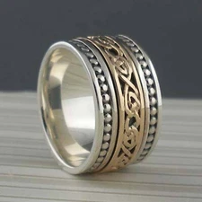 Sterling Silver & 10K Celtic Knot Ring with Milgrain Rail  KEITH JACK Size 9