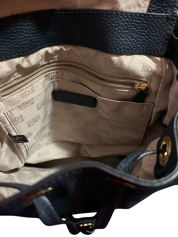 Michael Kors Backpack Riley Studded Pebbled Leather Navy Blue Backpack - Image 4 of 4