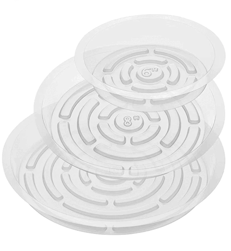 Paquete de 20 bandejas de goteo de plástico transparente platillo para plantas de 10 pulgadas 12 pulgadas plato maceta herramienta Foto 4 de 4