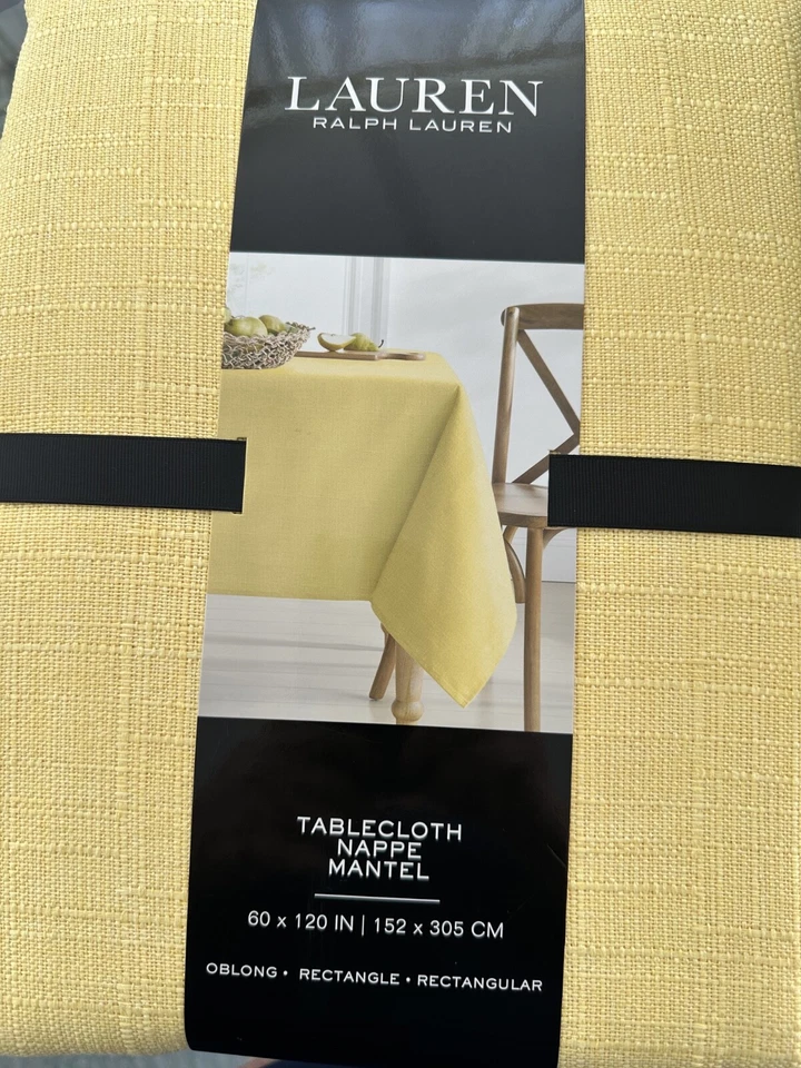 New RALPH LAUREN Yellow polyester TABLECLOTH 60X120,60x104,60X84,52X70,60'sq.,54 - Image 2 of 3
