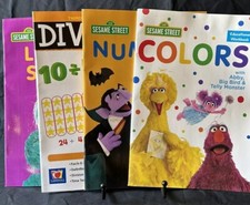 4 Sesame Street Educational Workbooks Colors/Numbers Etc. Prntd In USA,New