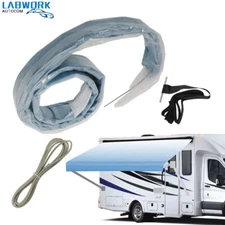 Vinyl RV Awning Fabric Replacement 9-20' Weatherproof Outdoor Canopy for Camper