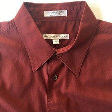 Geoffrey Beene Burgundy Large 100 Cotton Men's Button Dress Shirt 0006