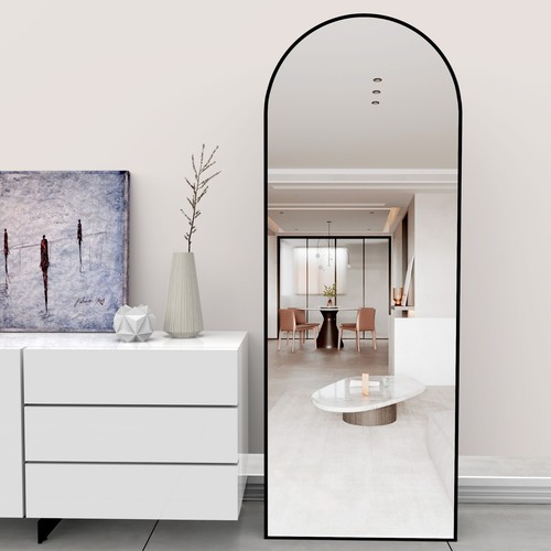 CASSILANDO Arched Full Length Mirror 162*53cm Floor Mirror Metal Frame - Picture 41 of 45