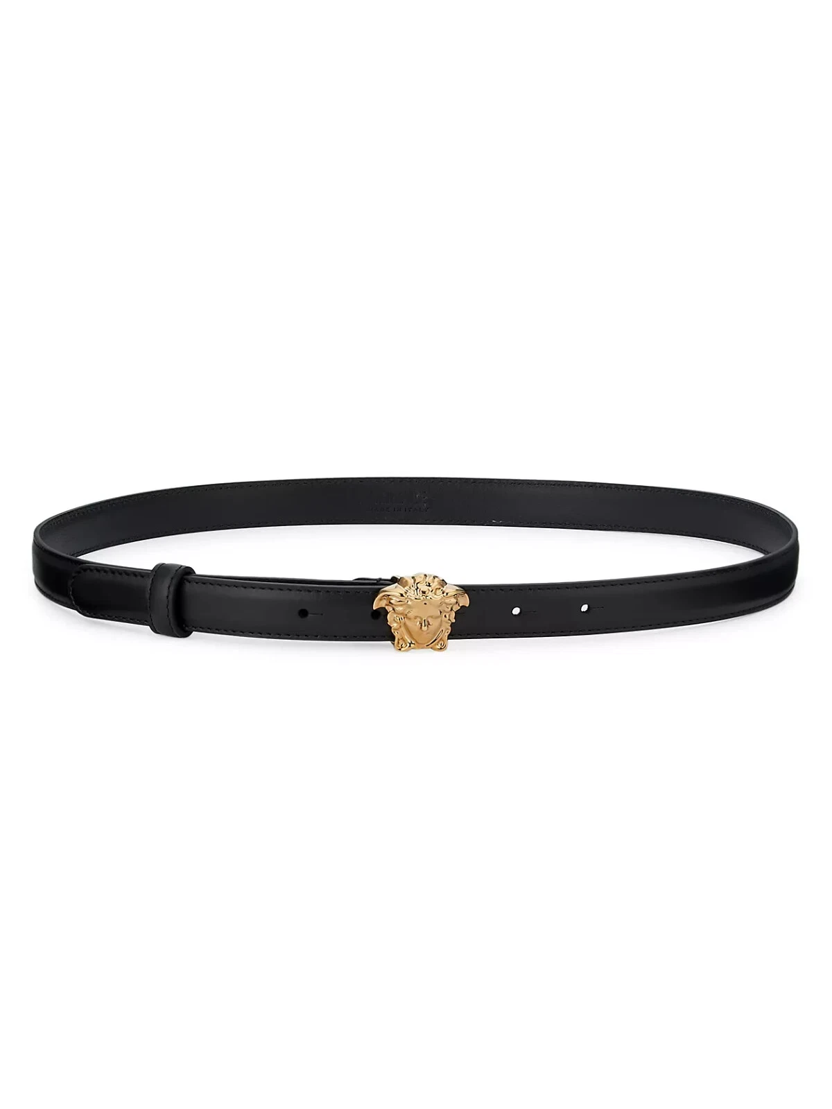Versace — Versace BLACK/GOLD LA Medusa Leather Skinny Belt Size 80 cm /32 inches*$425*NWT