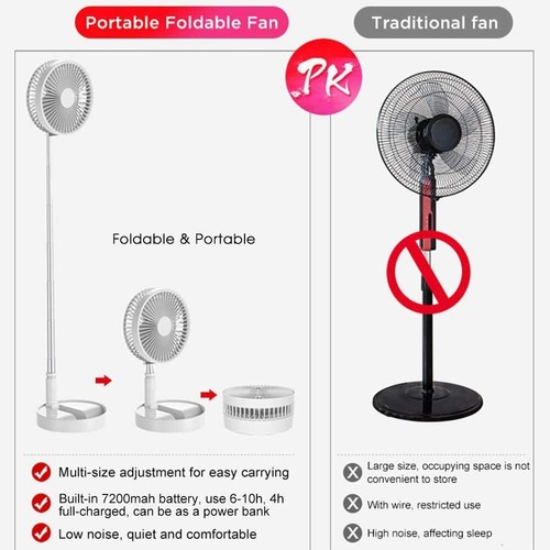 Portable Standing Fan with Remote Controller 7.5" Foldable Desk Fan USB Quiet - Picture 2 of 11