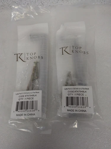Lot of 2PCs Top Knobs TK794 TK794BLK Cabinet Lydia Pull 5 1/16" (c-c) Flat Black - Picture 1 of 5