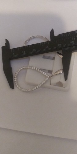 925 STERLINGSILBER rhodiniert AUSGEFALLEN MODERN Ohrringe Zirkonia 42x20MM - Bild 4 von 13