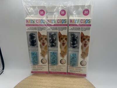 Kitty Caps Kitty Caps Nail Caps for Cats, Medium, Black w/ Gray Tips & Baby Blue