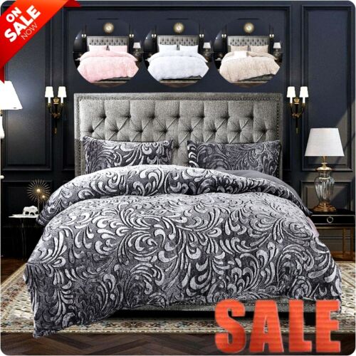 Luxury Quilt Duvet Cover Fleece Bedding Set With Pillow Case Double King Sizes - 第 1/24 張圖片