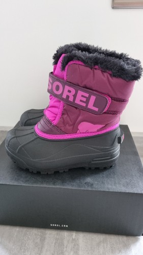 Botas de nieve Sorel para niñas talla 11 rosa y negro impermeables nuevas en caja - Imagen 2 de 5