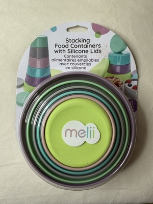 Melii Child Stacking Food Containers Tower Toy w/ Silicone Lids 12 Pieces Age 3+