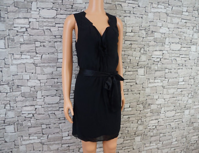 MAX STUDIO DAMEN REINE SEIDE FEST PARTY ABEND KLEID GÜRTEL SCHLICHT SCHWARZ S