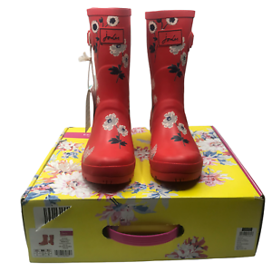 Joules Molly Welly Red Botanical Floral Wellingtons Wellies Festival Box Size 6