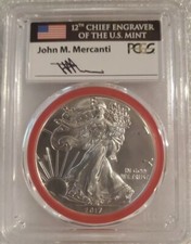 2017 S- American Silver Eagle- PCGS- MS70- John Mercanti- Mint Engraver Series