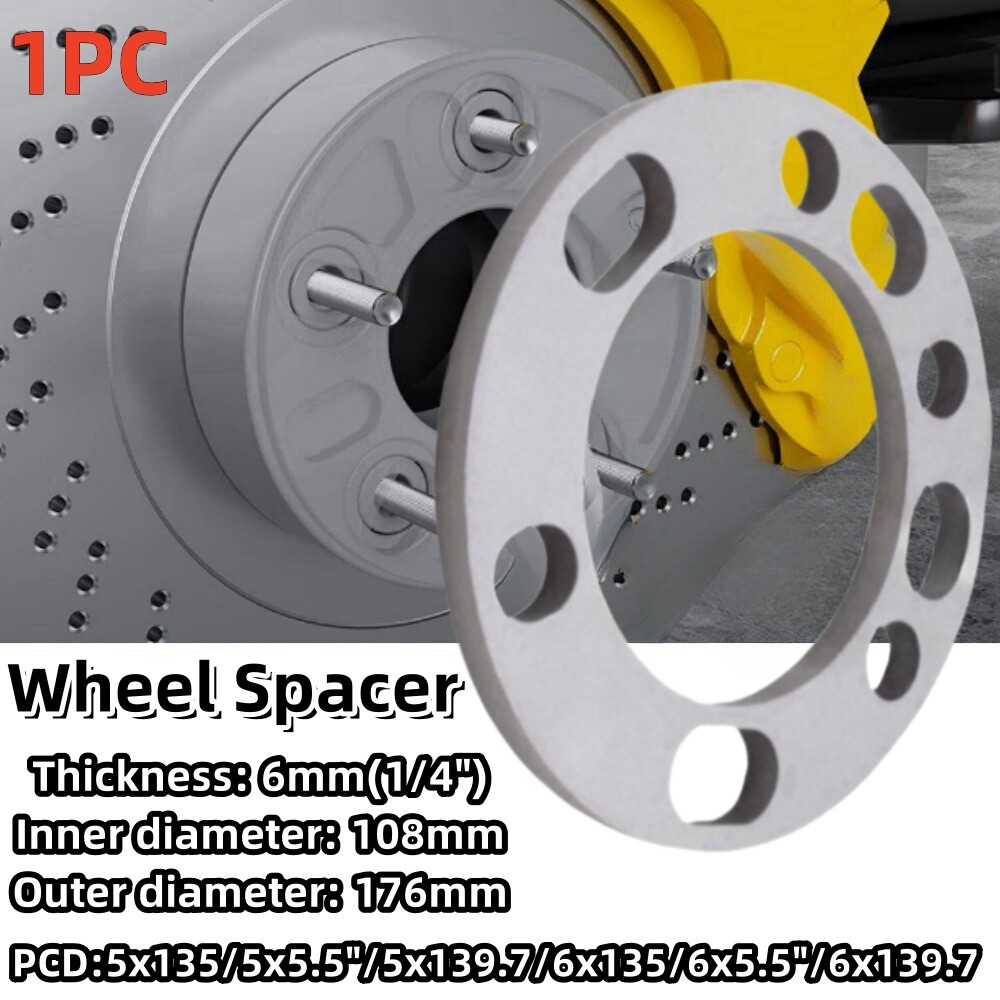 1 PC Aluminum Universal Car Wheel Spacer 6mm For 5x135 5x139.7 6x135 6x139.7
