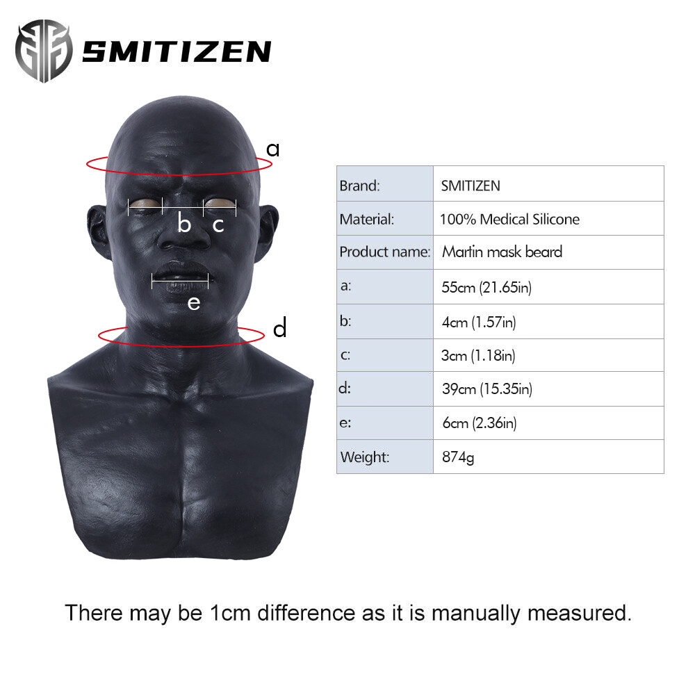 SMITIZEN Black Realistic Silicone Mask Male Costume Headwear