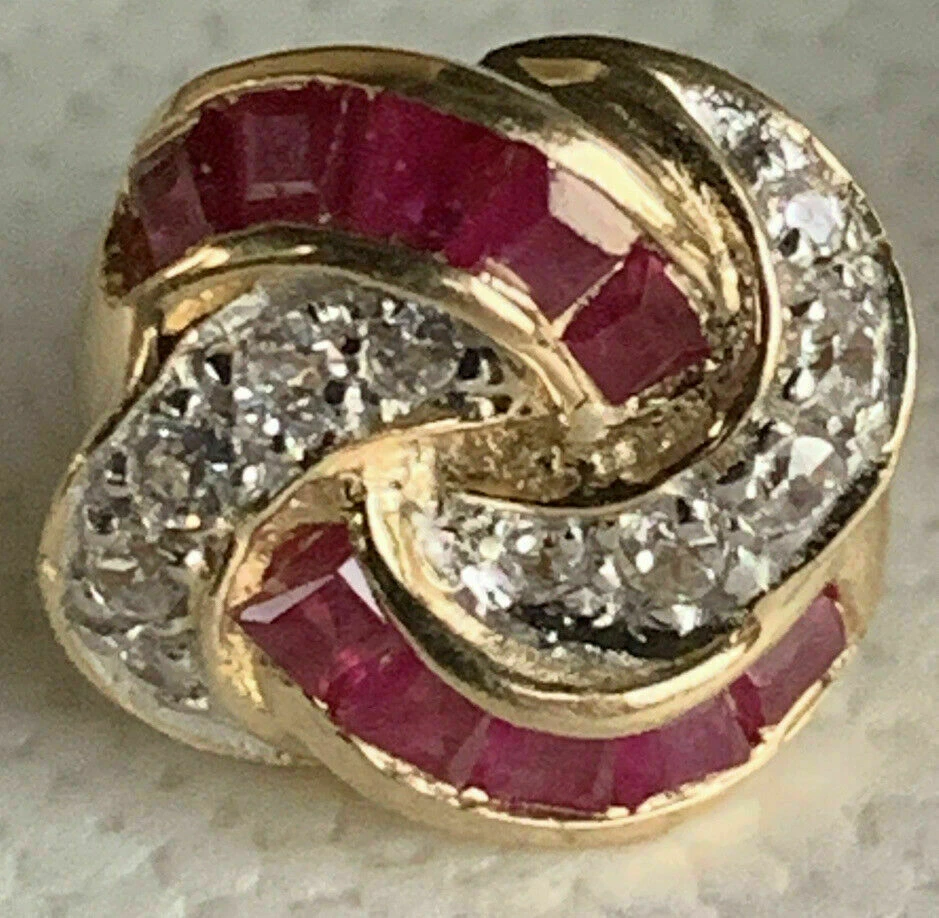 2Ct  Princess  Lab Created Red Ruby Elegant Stud Earrings 14k Yellow Gold Finish - Image 2 of 4