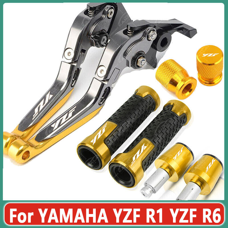 CNC Handle Grips Cap Brake Clutch Levers Sets For YAMAHA YZFR1 YZF R1 ...