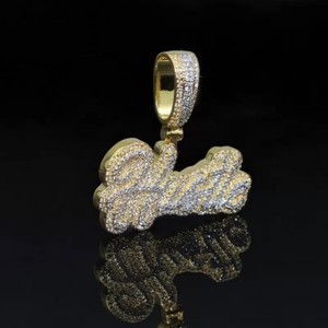 Authentic 14K Yellow Gold Plated Custom Letter Name Moissanite Iced Out Golden Party Wear