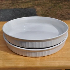 10 Inch Baking Dishes 2 Corning Ware F-3-B White Multi Use Pizza Quiche Tart Pie