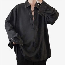 Chemise Pirate Ample À Lacets Col Casual Victorien
