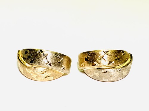 Orecchini in oro giallo bianco 14 kt taglio diamante 1,72 g bicolore