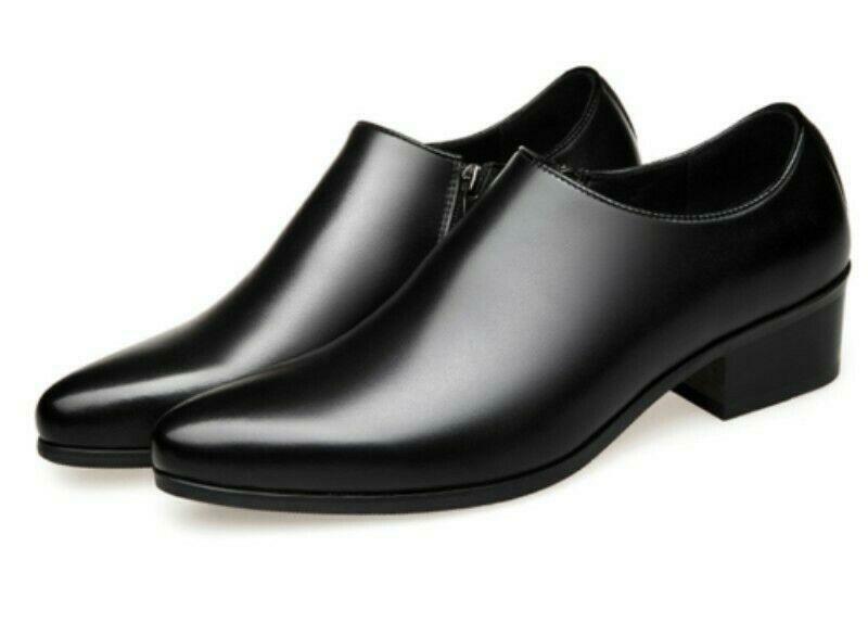 SAOLA Scarpe uomo eleganti ecopelle tacco cubano formale business Oxford zip lucide nuove