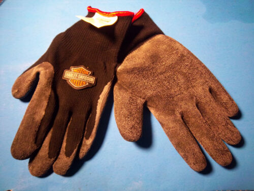 NEW Harley Davidson Gloves Polyester/ Cotton Rubber Coating -Sz Large H2 - 第 1/2 張圖片