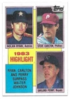 NOLAN RYAN GAYLORD PERRY STEVE CARLTON 1984 TOPPS HL CARD EX-MT+ CONDITION