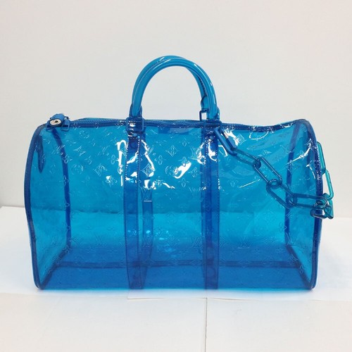 Louis Vuitton Virgil Abloh Keepall Bandouliere 50 Blue PVC Bag M53272 w/Dust Bag - Picture 2 of 7