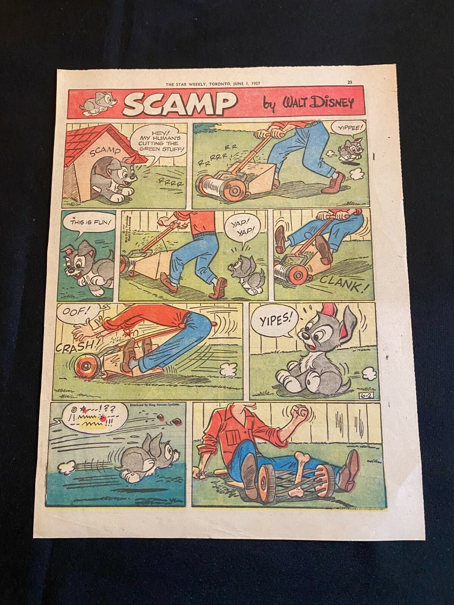 T05 Walt Disney's SCAMP Lot of 7 Sunday Tabloid Full Page Comic