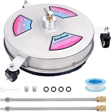 15" Pressure Washer Surface Cleaner with 3 Wheels, Stainless Steel Housing & 1/4