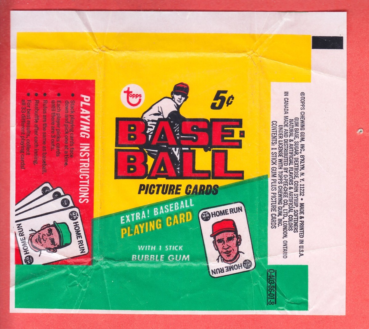 1968 TOPPS BASEBALL 5 Cents WRAPPERS BOTH VARIATIONS NM/MT