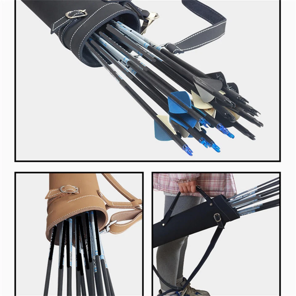 Bow And Arrow Bag Quiver Hip Back Leather Load 25 Arrows Shooting Arrow Holder - image 3 of 4