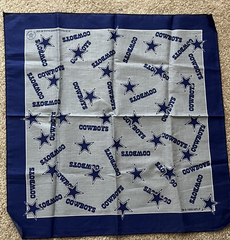 New Vintage 2000s DALLAS COWBOYS Bandana Scarf 21"x21" Poly Cotton Made in USA
