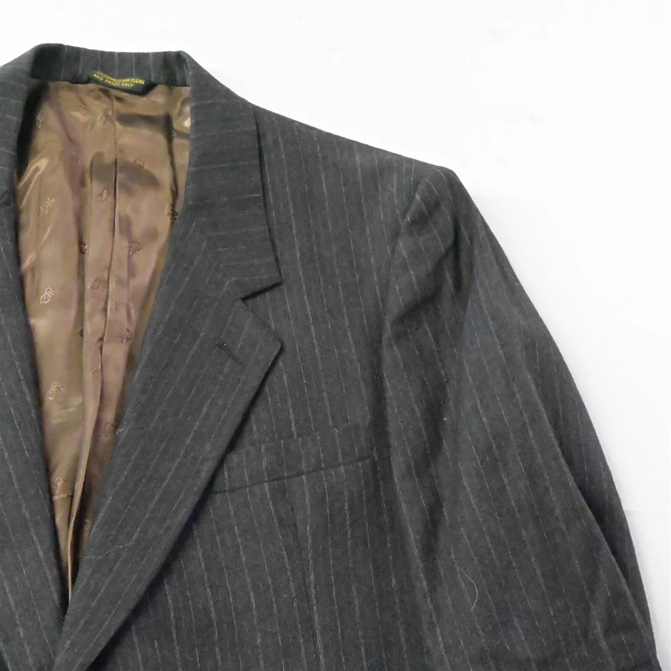 Blazer De Colección Oscar De La Renta 42R Marrón Rayas Franela Hombres Chaqueta Abrigo Deportivo Foto 2 de 4