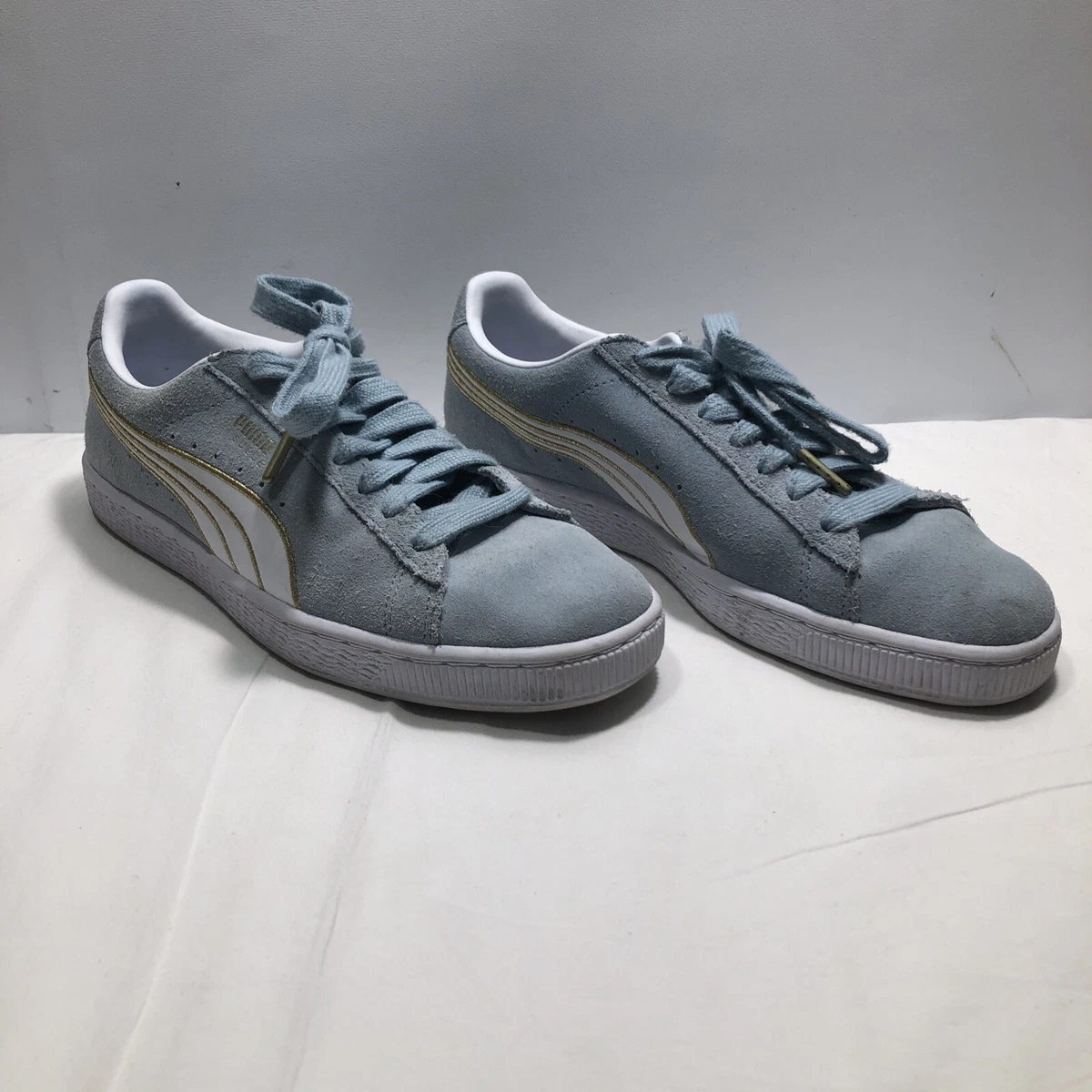 Womens puma suede shop athletic shoe light blue