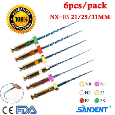 6Pcs Dental Endo Rotary Files NITI Root Canal Files 21/25/31MM CE