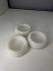 Set of 3 Vintage White Milk Glass Furniture Casters Floor Protectors Mid-Century