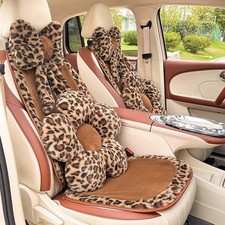 Plush Leopard Front Car Seat Covers And Rear Car Seat Covers Set Velvet Car S... Plush Leopard Front Car Seat Covers And Rear Car Seat Covers Set Velvet Car S...